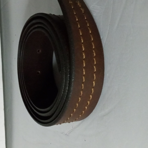 Leather Belt, 42  "Brown  with stitching, preowned - Picture 2 of 5